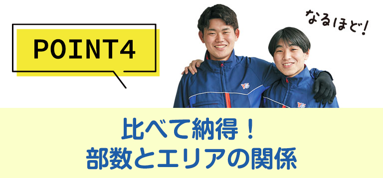 POINT4比べて納得！部數(shù)とエリアの関係